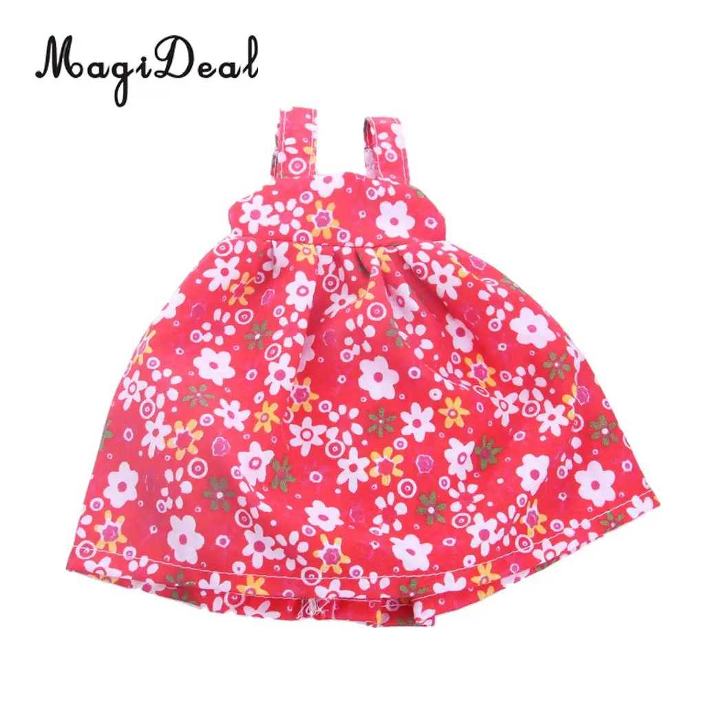 Dolls Stylish Clothes Party Wearing Floral Slip Dress for 14 Inch American Wellie Wishers Doll Outfit Acc Collectibles