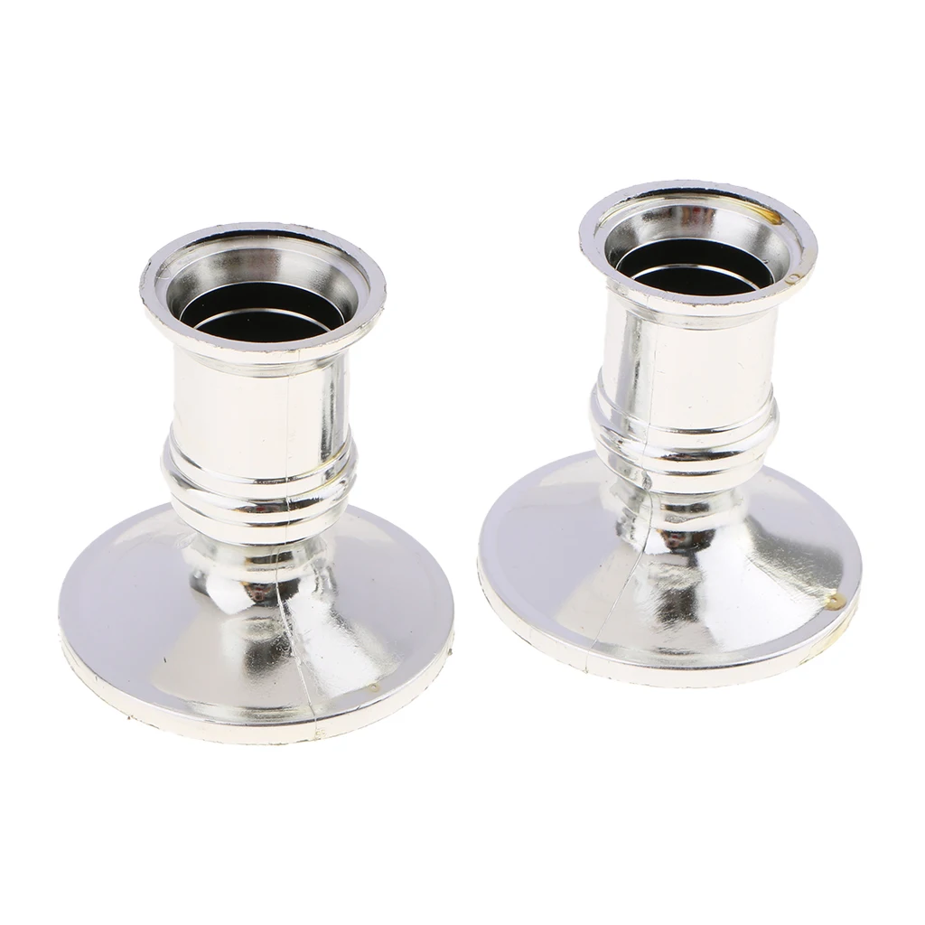 2 pcs Plated Candlestick Votive Candles Holder For Candles Fake Tapers Christmas Party Decoration For Wedding Silver/Gold 
