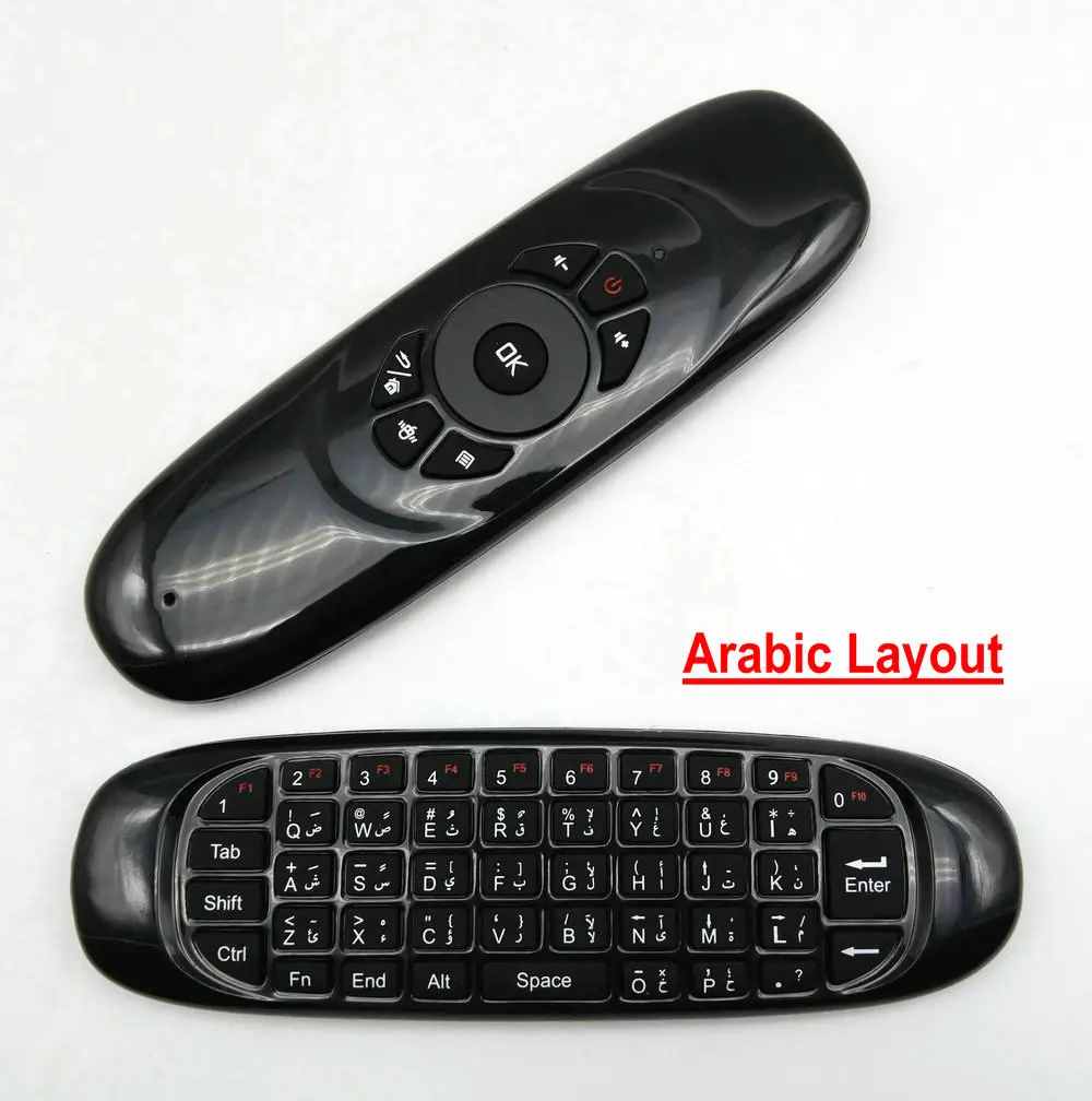Tikigogo C120 Английский Арабский Испанский макет 2,4G РФ воздуха мышь Беспроводной клавиатура Пульт дистанционного управления для Android Smart ТВ коробка X96 макс