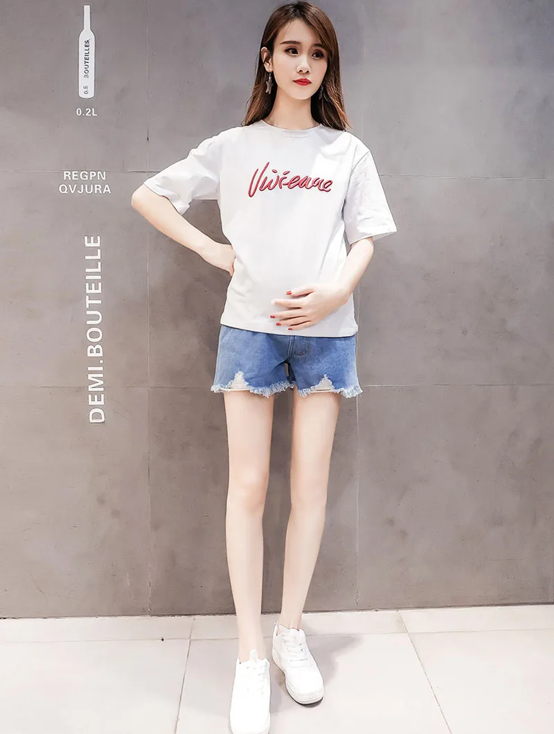 Джинсы для беременных, летние штаны, 2019 год, шорты для беременных, джинсовые шорты с высокой талией, корейская мода, одежда для беременных