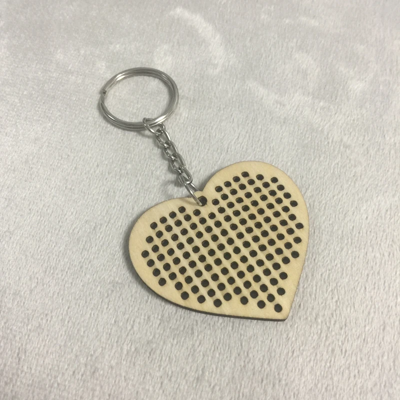 10pcs love heart keyring cross stitch kit wood keychainsin Wood DIY Crafts from Home & Garden