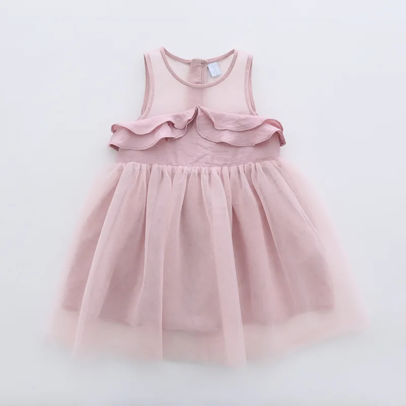 

New Arrival Girl Sleeveless Dress Ruffles Mesh Princess Children Baby Girl Clothing Party Gown Fancy Dress Girl Birthday Dress