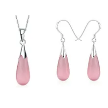 Foreign trade wholesale NEW platinum set water drop cat eye set pink 925 Sterling Silver Set платье foreign trade 2014