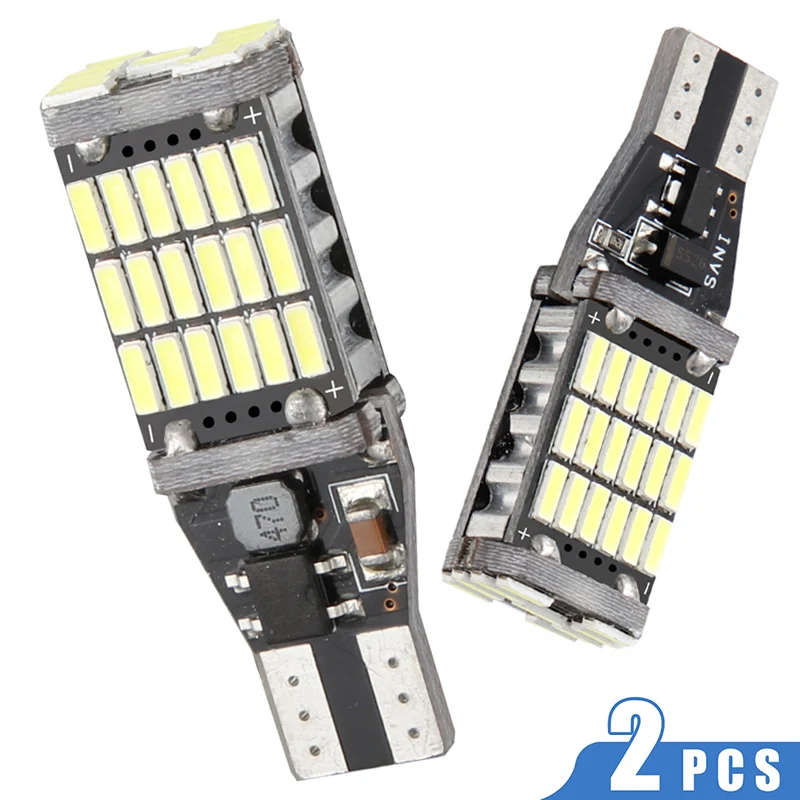 

2pcs T15 LED Bulbs Super White High Power 45 SMD 2835 LED Car Bulbs Auto Brake lamp Turn signal Light Bulb DC 12V
