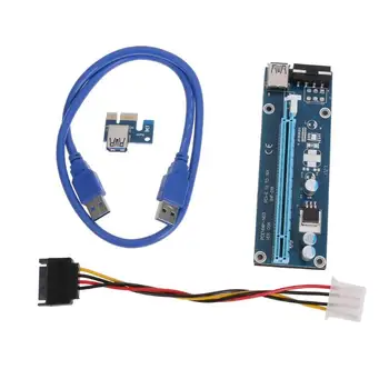

60cm PCI-E Riser Card 1X PCI Express to 16X USB 3.0 Extender Graphic Card Adapter 15Pin SATA to 4Pin Power Cable for BTC Mining