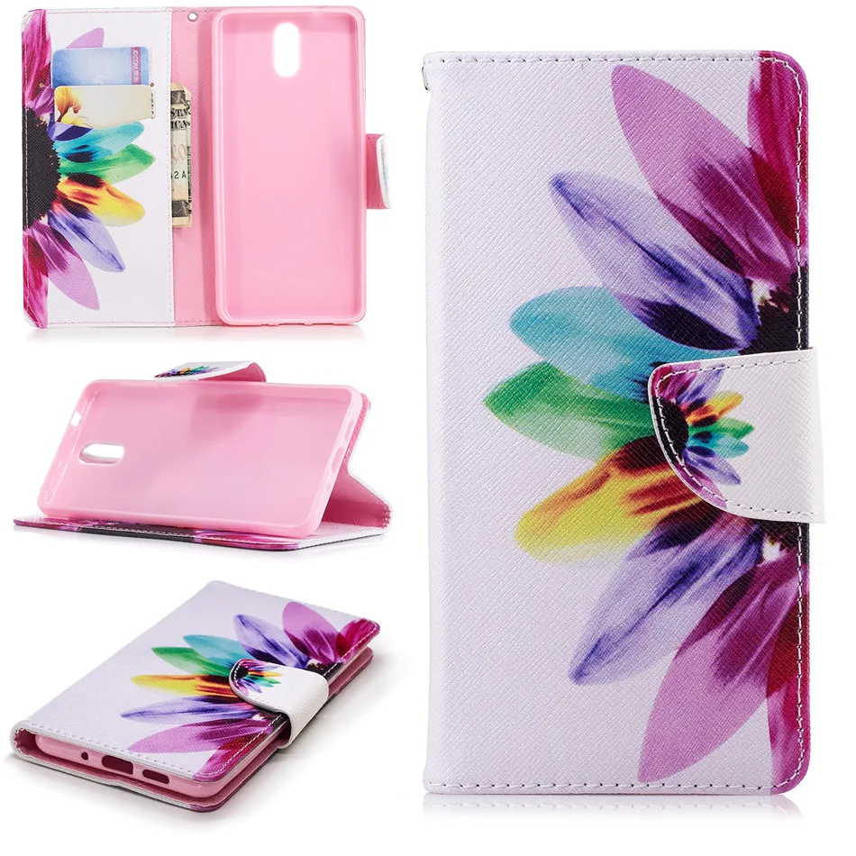 

Phone Case For Nokia 2 3 5 6 8 3310 2017 2.1 3.1 5.1 6.1 7.1 2018 Luxury Cover Bear Sunflower Plum Tree Wallet Leather Capa E07Z