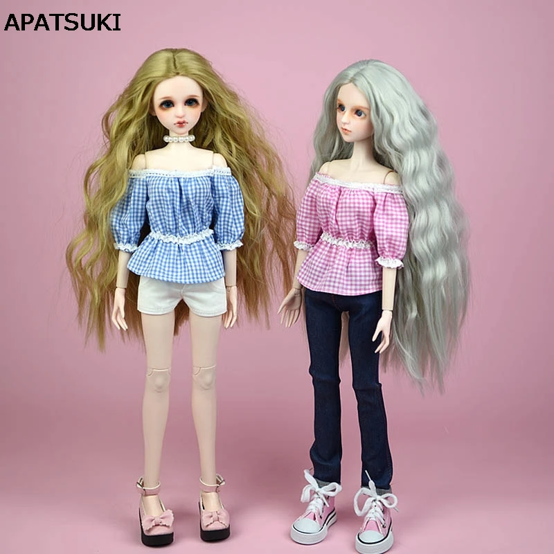 Модная одежда клетчатая рубашка Топ для 1/4 BJD Кукла повседневная 40 50 см кукла