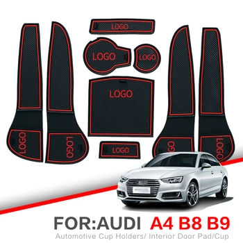 

ZUNDUO Anti-Slip Gate Slot Mat for Audi A4 B8 B9 2008-2019 RS4 S4 S line RS 4 Accessories Door Pad Car Cup Holders RED WHITE