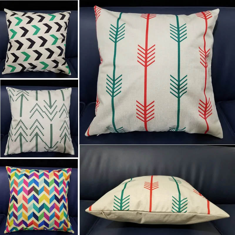 

Fashion High Quality Geometric Printed Stripe Linen Cotton Cushion Cover For Sofa Bedroom Home Decor Pillowcase 45*45cm