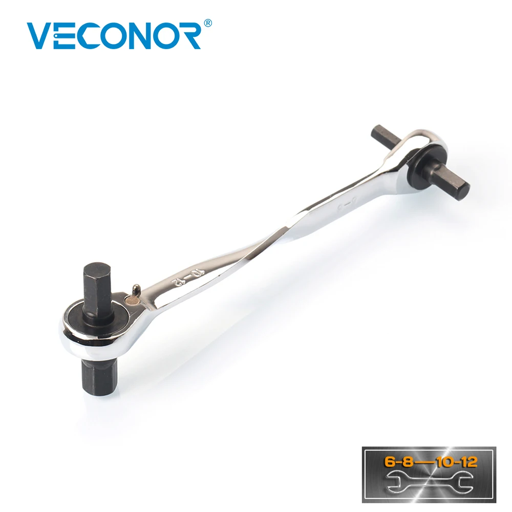 

Double Head Hex Wrench Chrome Vanadium Ratchet Allen Key 4 in 1 Ratcheting Spanner Metric 6-12mm 6-8-10-12 mm