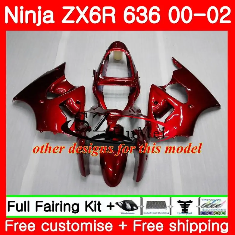 Корпус для KAWASAKI NINJA ZX-6R 6 R ZX-636 ZX 600CC ZX636 Топ цвета: зеленый, черный 12SH3 ZX6R 00 01 02 ZX 636 ZX 6R 2000 2001 2002 обтекатели