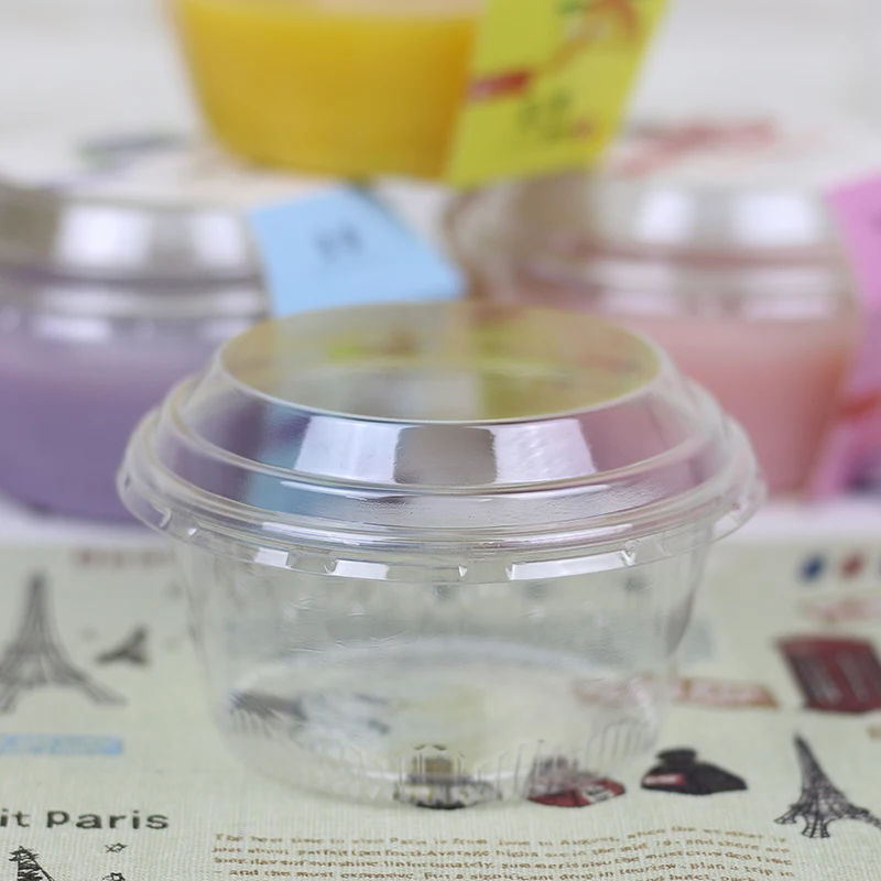 30pcs 230ml wood bran cup Pudding jelly box cup Hard plastic transparent drink cheese diy cake fruit box takeaway packing