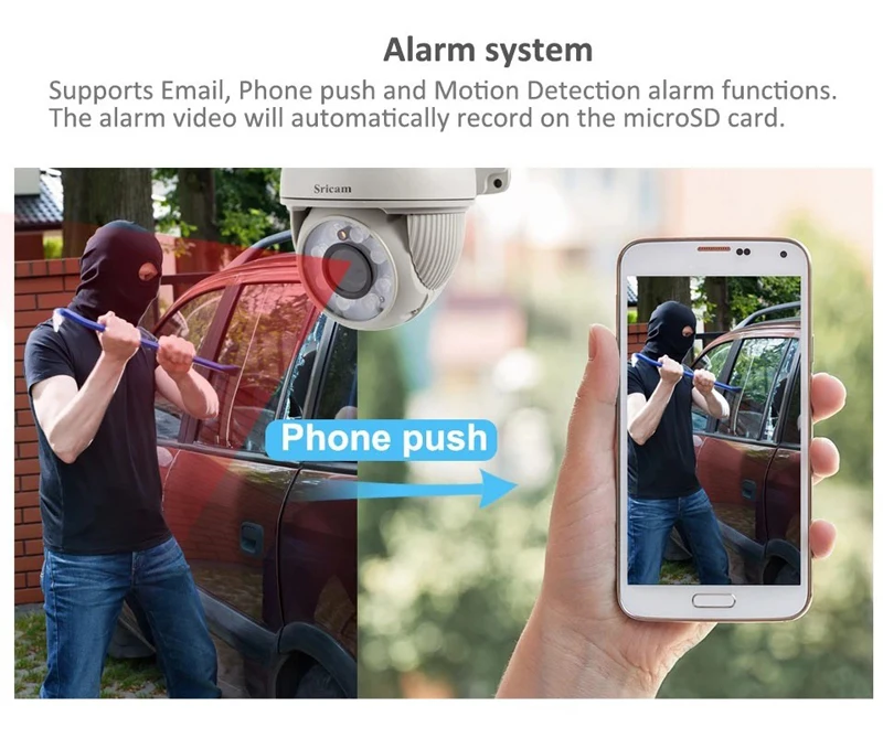 Sricam SP008B 720P Открытый IP Камера 5X Оптический зум Водонепроницаемый Wi-Fi Cam сигнал тревоги пуш-ап 2-полосная аудио Беспроводной купольная камера видеонаблюдения PTZ
