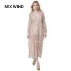 Save 28.13 on MIX WIND 2017 new Noble luxury sequins tassel deep v collar split sexy dress free shipping