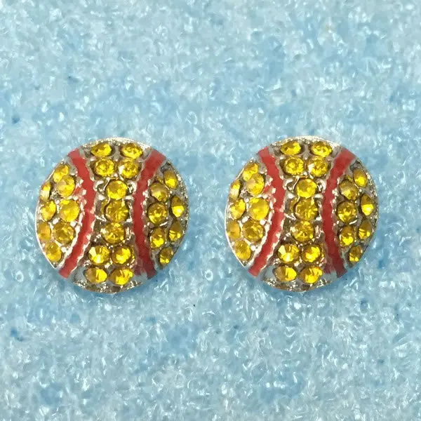 10pairs Dime Size Rhinestone Crystal Metal Softball Earring Studs
