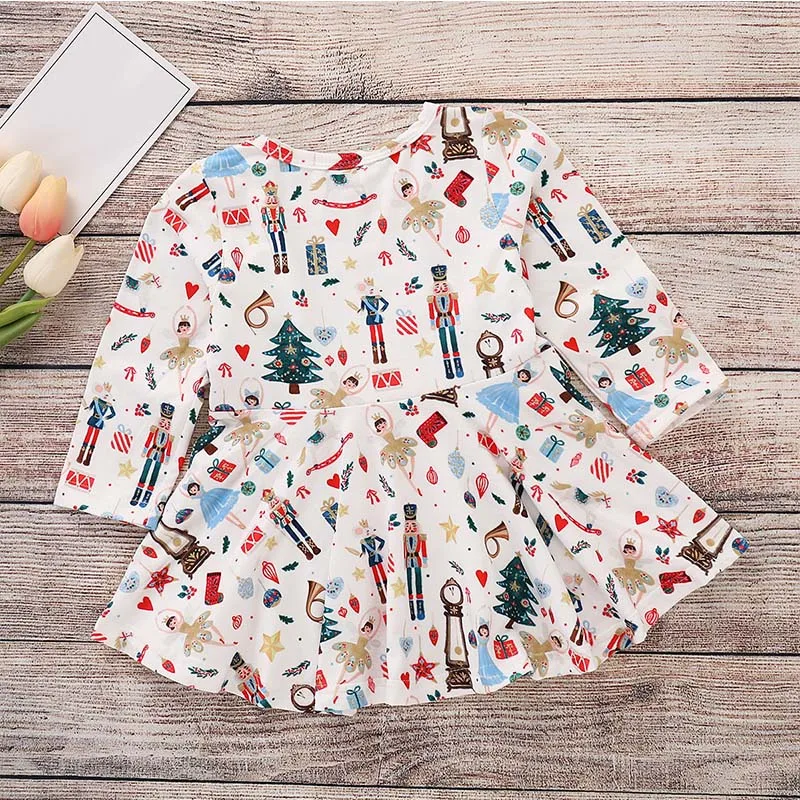 

Pretty Girls Summer Dress Long Sleeve Infant Girl Outfit Clothes Cartoon Print Funny Kids Party Dress Cotton Toddler Baby Dress