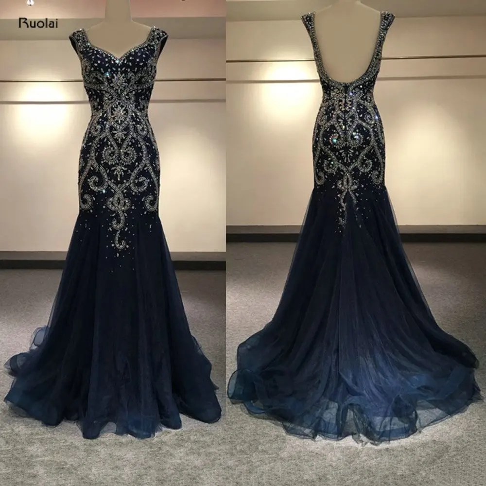 Luxury Mermaid Evening Dress Long 2018 Heavy Beaded Sleeveless Arabic Evening Gown Formal Party Dresses Open Back robe de soiree Luxury Mermaid Evening Dress Long 2018 Heavy Beaded Sleeveless Arabic Evening Gown Formal Party Dresses Open Back robe de soiree