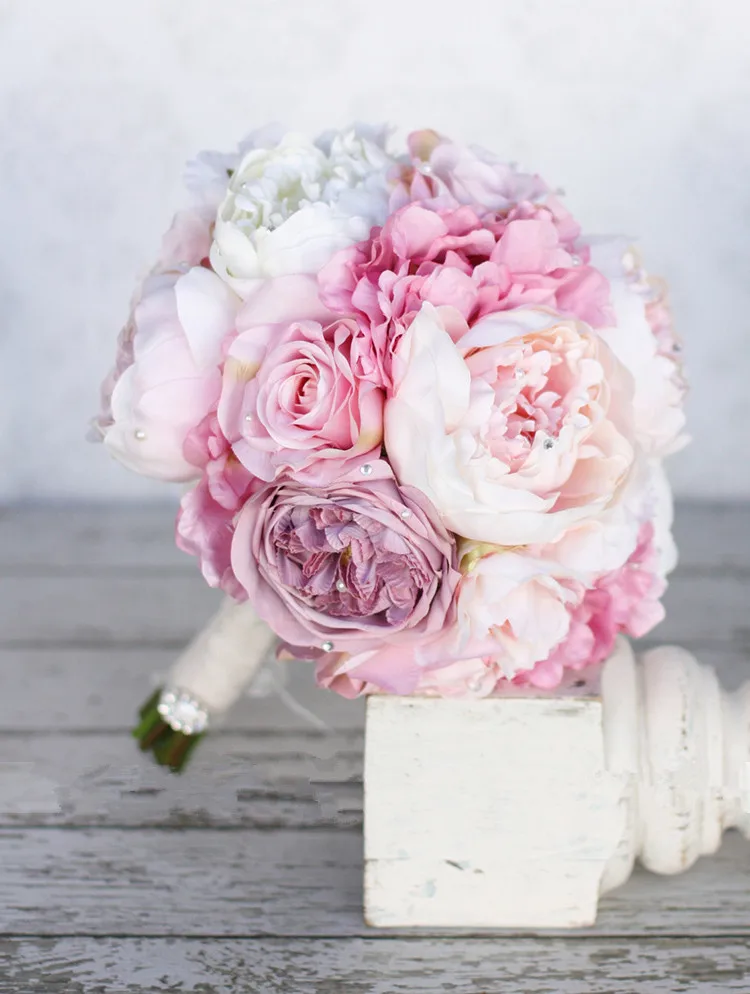 JaneVini романтический розовый свадебный букет Свадебные цветы Fiori Sposa искусственный Шелковый светильник фиолетовые розы Ramos De Flores Para Boda