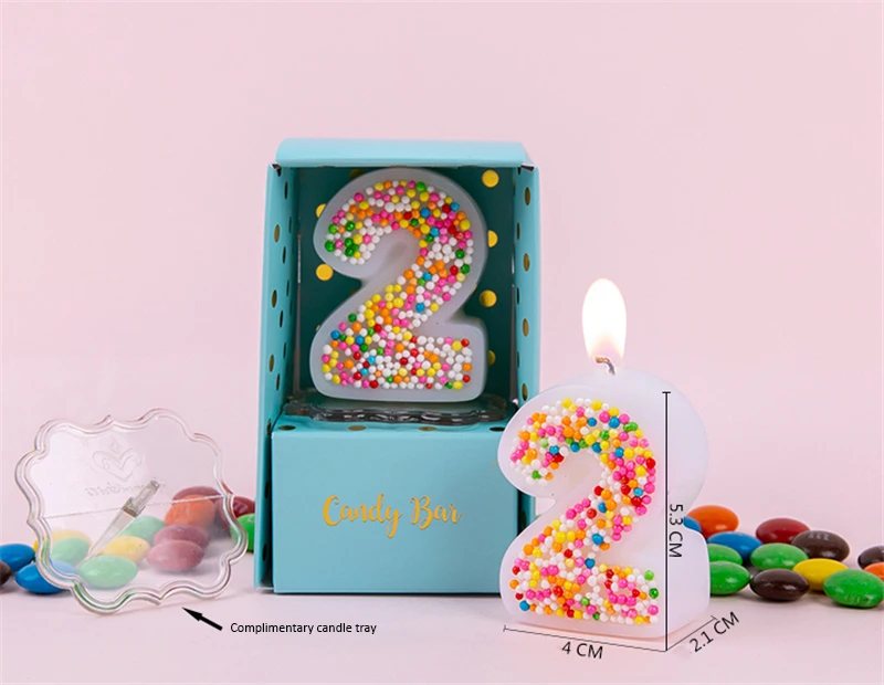 Радужный детский торт ко дню рождения конфеты Украшенные бездымные свечи с цифрами Детские Первые украшения для торта на день рождения свечи