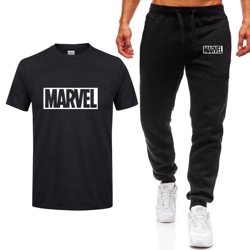 

Summer Two Pieces Sets Men T Shirts+pants Suit Men cotton Tops Tees Fashion Brand Print Tshirt High Quality Short sleeve T-shirt