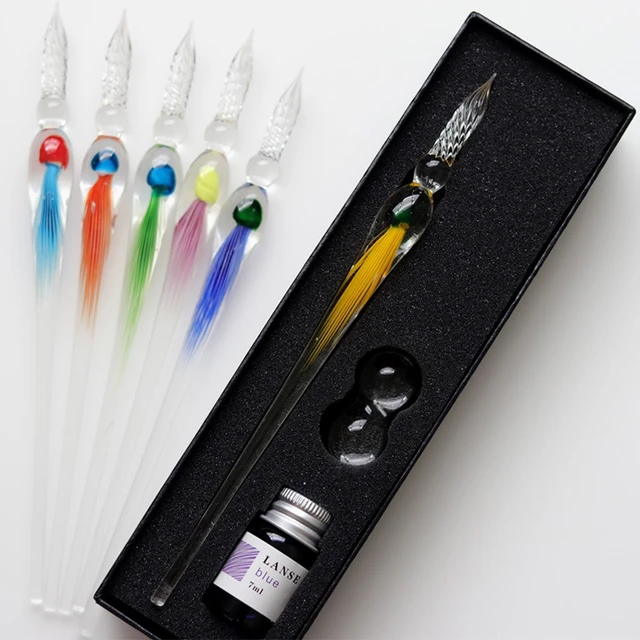 Glass Calligraphy Pen  Glass Ink Dip Pen - Glass Dip Pen Color Ink Gift  Friend's - Aliexpress