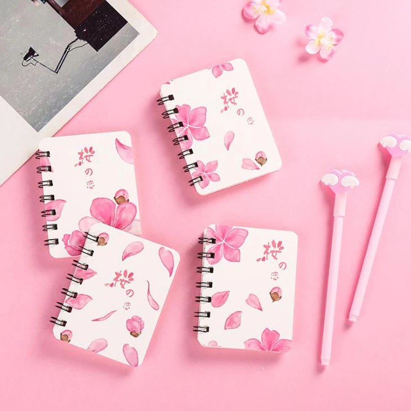 

1 Pcs Cute A7 Simple Mini Cherry Blossoms Sakura Pocket Daily Week Planner Notebooks Spiral Word Schedule Notebooks Stationery