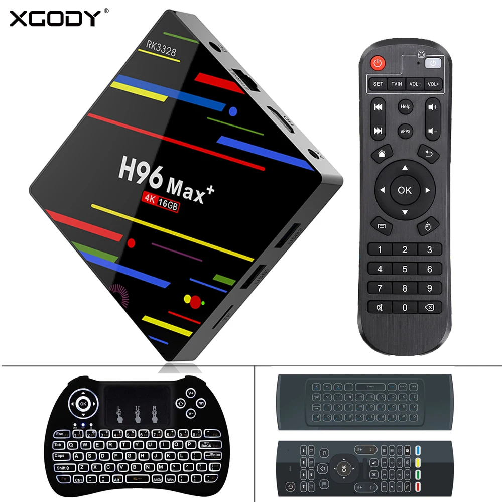 Xgody Android 9 0 H96 max Smart Tv Box2G + 16G 4G 32G DDR3 2 5G Wi Fi Bluetooth 1000 м Поддержка видео Запись Декодер