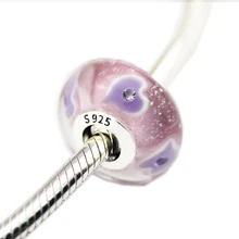 DIY Подходит для Пандора браслеты много сердец муранского стекла бусины стерлингового серебра-ювелирные украшения Подвески