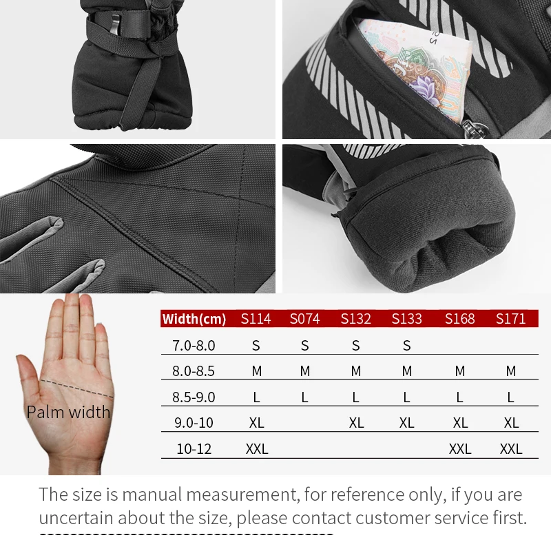 ROCKBROS Thermal Warm Ski Gloves Winter Waterproof Windproof Touch Screen Gloves Snow Sports Bicycle Snowboarding Skiing Gloves 6