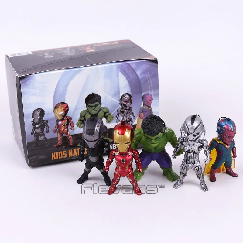 

Avengers Iron Man Hulk Vision Ultron War Machine PVC Action Figures Toys with LED Light 5pcs/set