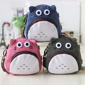 

Hot Sale My Neighbor Totoro Cartoon Mini Handbag Canvas Women Crossbody Bags Girls Cute Cat Style Wallet Phone Messenger Bag