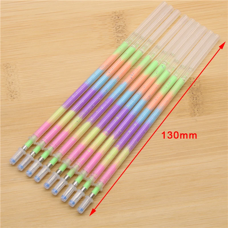 10pcs/lot Multi Color Rainbow Refill Highlighters Gel Pen Ball Point Pen Students Painting Graffiti Fluorescent Refill