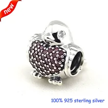 Подходит Pandora Браслеты Красный Робин серебряные бусины с красным CZ 925 пробы серебряные подвески DIY ювелирные изделия оптом 09268