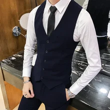 2018 High Quality Suit Vest Men Formal Bussines gilet men Slim Fit Waistcoat