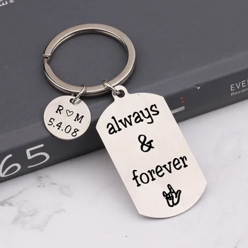 

"Always & Forever Love You"Keychain Gesture Engraved For Couple Private Customized Personalized Key Chain Jewelry Gift