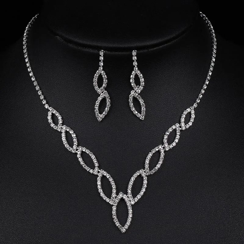 TREAZY Elegant Wedding Jewelry Sets for Women Pearls Crystal Necklace Earrings Bridal Jewelry Sets Prom Wedding Accessories 