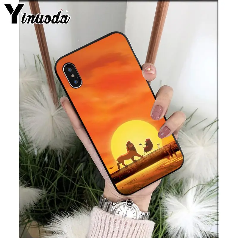 Yinuoda Lion King Simba TPU Мягкий силиконовый черный чехол для телефона iPhone 5 5Sx 6 7 7plus 8 8Plus X XS MAX XR