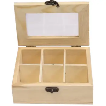 

Wooden cash box 6 compartments with lid CRYSTAL