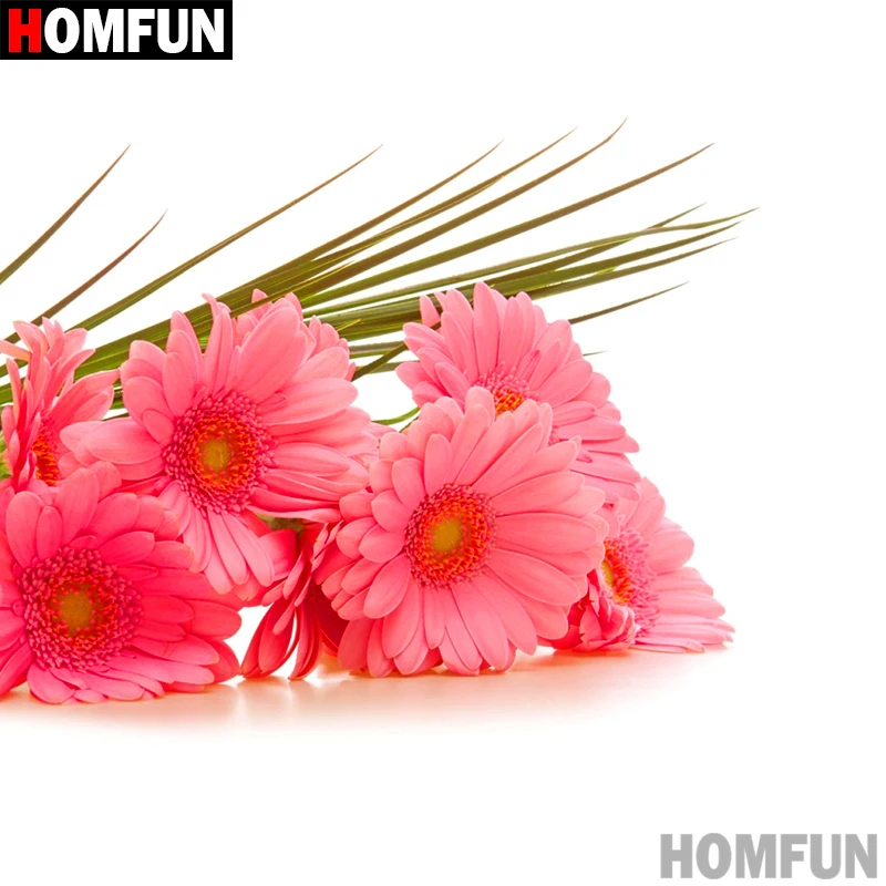 Алмазная живопись HOMFUN розовый цветок алмазная вышивка с полными