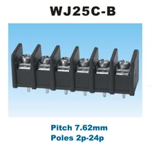 5 шт. шаг 7,62 мм барьер винт клеммный блок печатных плат прямые 2/3/4/5/6/7/8Pin morsettiera разъемы 25C-B 300V 15A 14AWG 2.5mm2