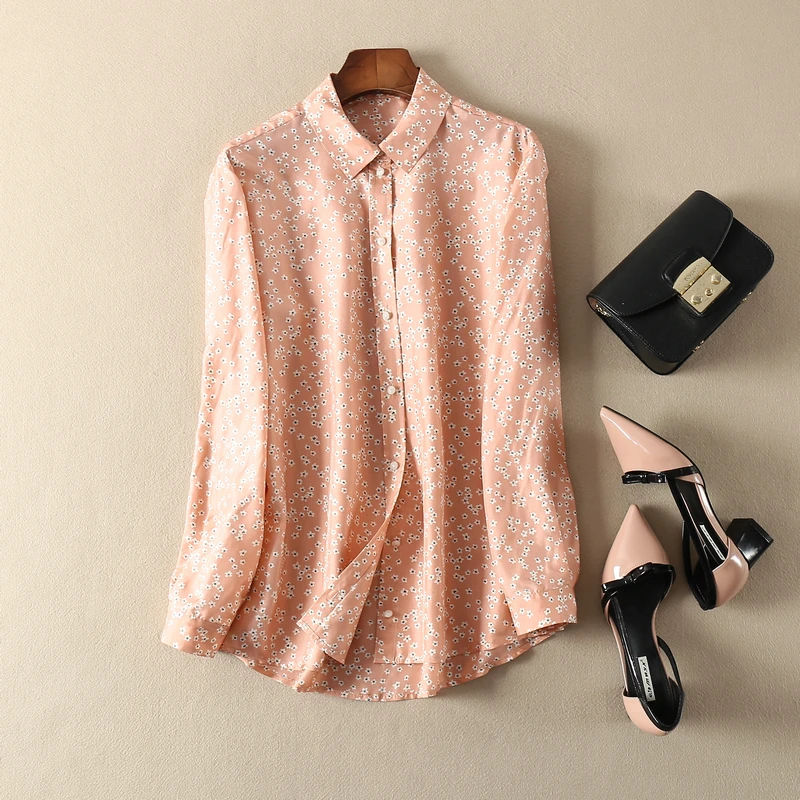 

Women Shirt French Silk Habanero Blouse with Floral Print