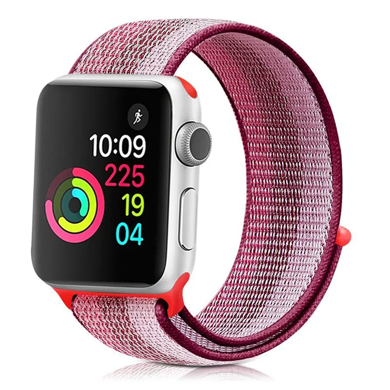 Ремешок для Apple Watch band Apple Watch 5 44мм 40мм iwatch 4 3 2 ремешок 42мм 38мм Спортивная петля Радуга Нейлоновая петля браслет ремешок для часов - Цвет ремешка: 08 berry