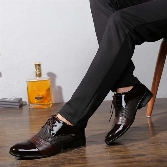 Мужские туфли Oxford Обувь на плоской подошве на шнурках 2019 Новая мода из искусственной кожи мужская обувь мужская повседневная обувь черная