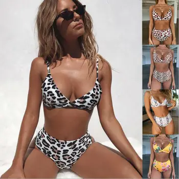 

Leopard Swimwear Women High Waist bikini 2019 mujer Swimsuit Women swimming suit Bikinis Set Vintage Beach biquinis feminino