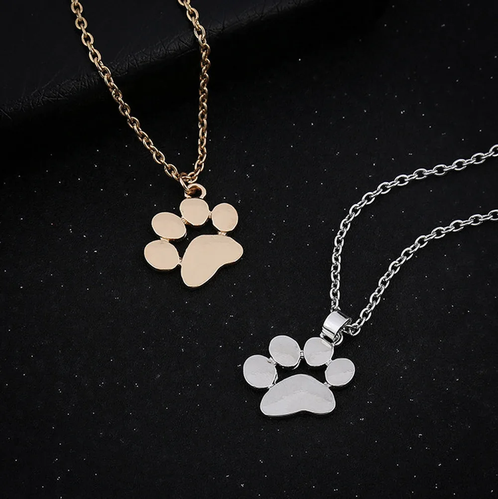 

Cute Pets Dogs Footprints Paw Chain Pendant Necklace Necklaces & Pendants Jewelry for Women long silver gold necklace