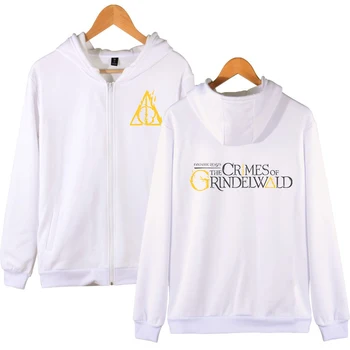 

LUCKYFRIDAYFF antastic Beasts and Where to Find Them Letter Print Hoodie Zipper Fashion Hooded Sweatshirt Casual Wear