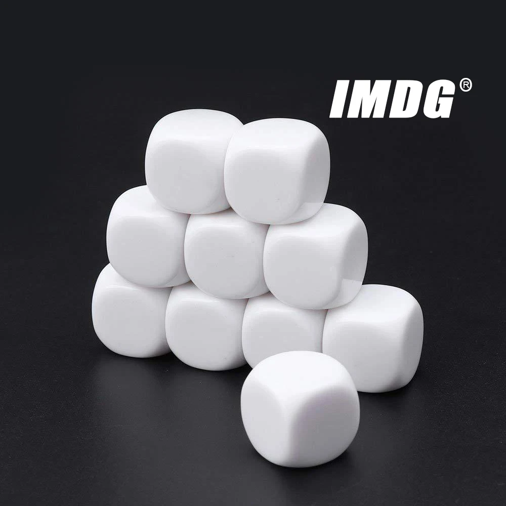 

10pcs/pack New Acrylic 18mm White Blank Dice Teaching Props Game Accessories Mathematical Tools Rounded Corner