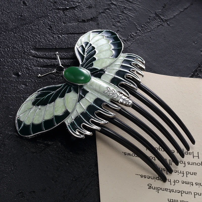 Fashion Movie Charm Titanic Heroine Rose Cosplay Hairpin Butterfly Comb Hair Accessory Prop for Women