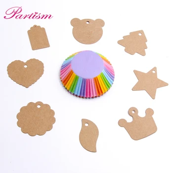 

50Pcs DIY Kraft Paper Tags Brown Lace Multi shapes Label Luggage Wedding Note Blank price Hang tag Kraft Gift Wrapping Supplies