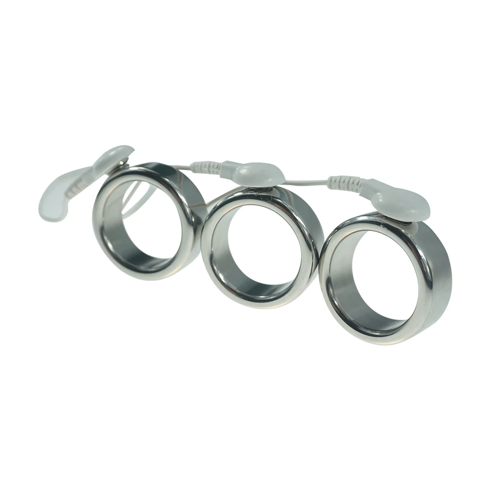DIY Electric Shock Stainless Steel Delay Ejaculation Cock Ring Electro Shock Penis Ring 1piece electro sex toys electric sex toys
